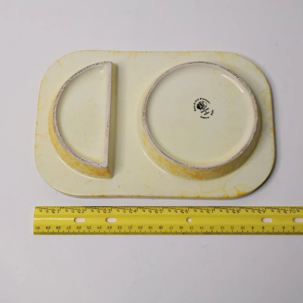 Terra di San Francesco AU Lavorato a Mano Italy‎ Yellow Spongeware Divided Tray